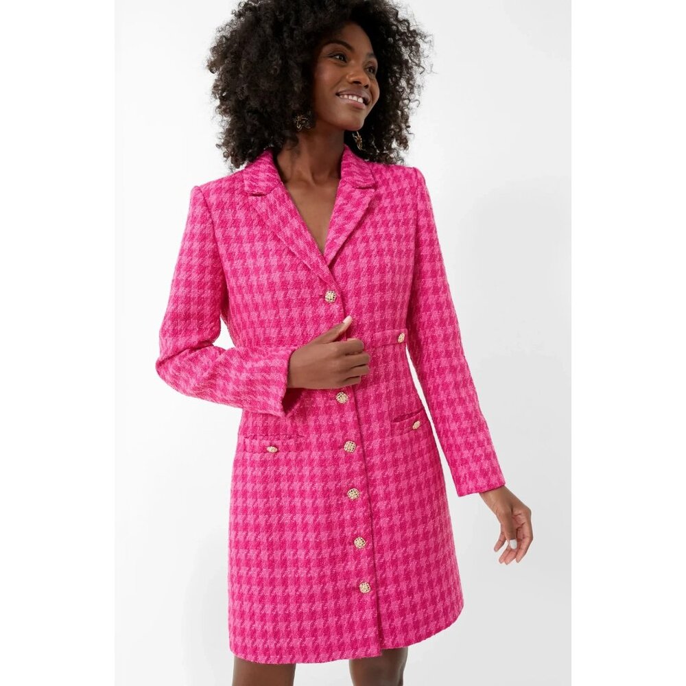 NWT Tuckernuck POMANDER PLACE Stacie in Magenta Pink Tweed Mini Dress L